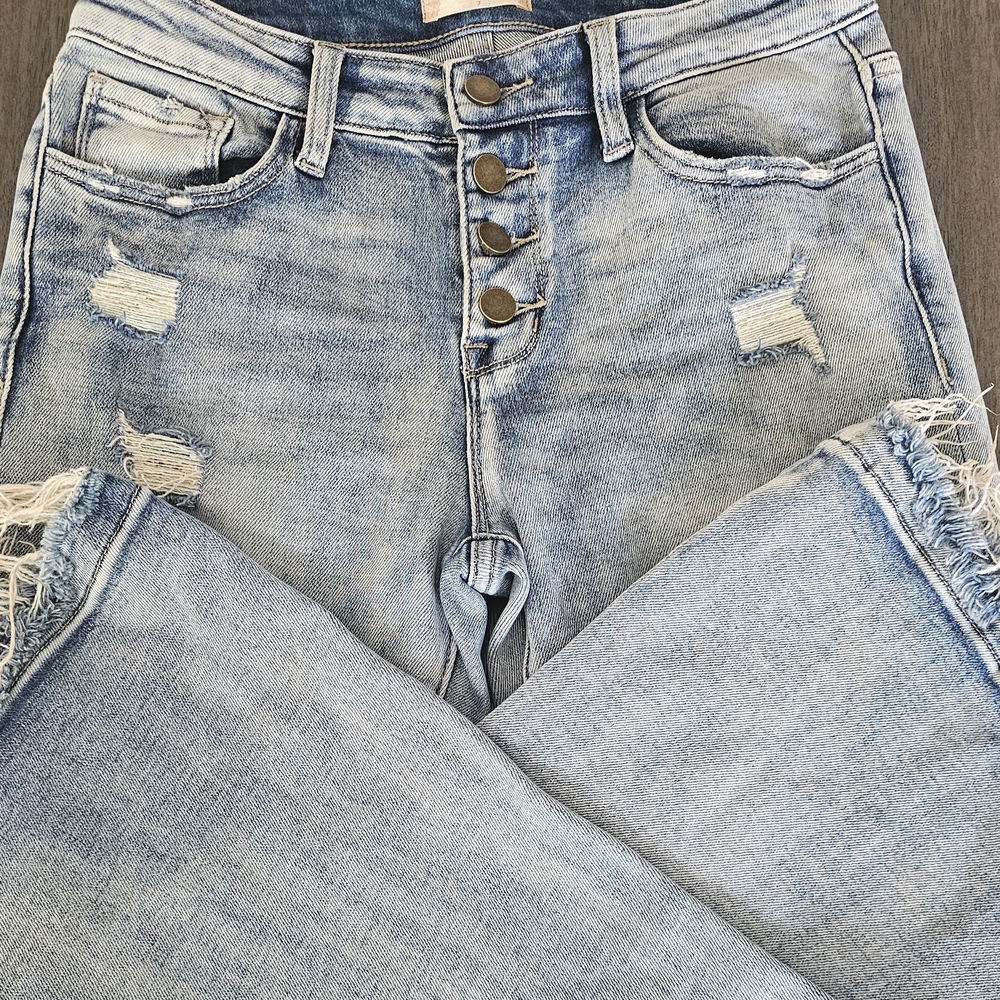 Altar'd State Light Blue Distressed Flare Jeans